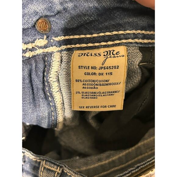 Miss Me Jeans Women’s Size 29 Blue Skinny Distressed Sequence Cross Low Rise - Picture 7 of 9